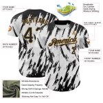 Customizable 3D Pattern Baseball Jersey with Personalized Name and Number - Black White Old Gold Sharp Shape Design Personalized