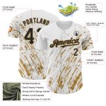 Personalized 3D Pattern Baseball Jersey - White Black Gold Abstract Splash Design Personalized White Black-Old Gold 3D Pattern