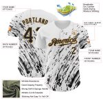 Custom Name Number Authentic 3D Pattern Baseball Jersey - Personalized White Black Old Gold Abstract Design Personalized