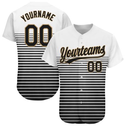 Custom 3D Pattern Baseball Jersey - Personalized White Black-Old Gold Design Personalized White Black-Old Gold 3D Pattern