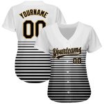 Custom 3D Pattern Baseball Jersey - Personalized White Black-Old Gold Design Personalized White Black-Old Gold 3D Pattern
