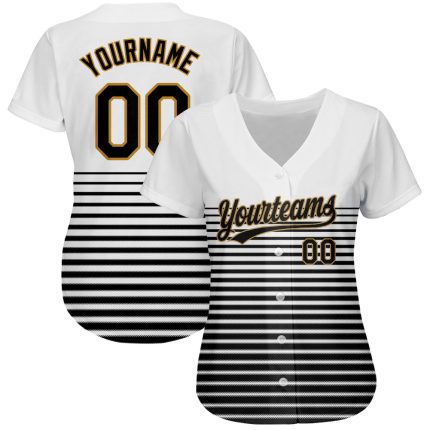 Custom 3D Pattern Baseball Jersey - Personalized White Black-Old Gold Design Personalized White Black-Old Gold 3D Pattern