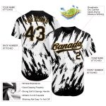 Custom Baseball Jersey with 3D Pattern, Personalized Team Name & Number, White Black-Old Gold Design Personalized White Black-Old