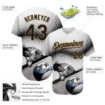 Customizable 3D Pattern Billiards Baseball Jersey - Personalized White Black Old Gold with Your Name and Number Personalized