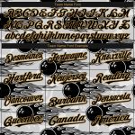 Personalized 3D Pattern Bowling Ball with Hotrod Flame Authentic Baseball Jersey Custom Name & Number - White Black-Old Gold