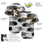 Personalized 3D Pattern Bowling Ball with Hotrod Flame Authentic Baseball Jersey Custom Name & Number - White Black-Old Gold