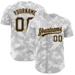 Custom Name and Number Authentic Baseball Jersey with 3D Pattern Design in White, Black, and Gold - Personalized Team Gear