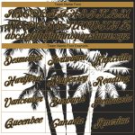 Custom 3D Pattern Hawaii Coconut Trees Performance T-Shirt - Personalized White Black Old Gold Design with Name and Number