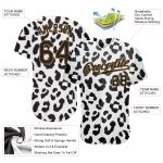 Custom Personalized Leopard Pattern Baseball Jersey with Name and Number - White Black Gold Design Personalized White Black-Old