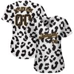 Custom Personalized Leopard Pattern Baseball Jersey with Name and Number - White Black Gold Design Personalized White Black-Old