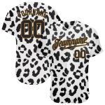 Custom Personalized Leopard Pattern Baseball Jersey with Name and Number - White Black Gold Design Personalized White Black-Old