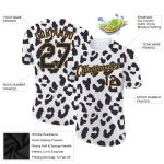Custom Leopard Performance T-Shirt with 3D White Black Gold Pattern - Personalized Team Name and Number Personalized White
