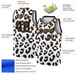 Custom Leopard Print Basketball Jersey - Personalized 3D Pattern with Name and Number - Authentic Team Gear - White Black Old Gold