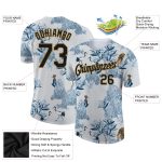 Custom Team Performance T-Shirt with 3D Plant and Animal Design - Personalized White Black Gold, Name & Number Personalized