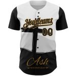 Personalized Jesus Christ Religion Cross Baseball Jersey Custom Name and Number 3D Pattern White Black Old Gold Ash Wednesday