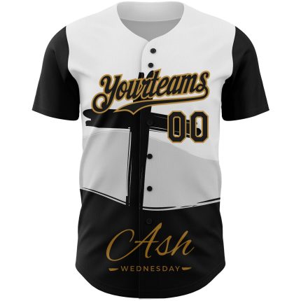 Personalized Jesus Christ Religion Cross Baseball Jersey Custom Name and Number 3D Pattern White Black Old Gold Ash Wednesday