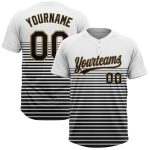 Personalized Unisex Softball Jersey 3D Pattern in White Black Gold - Two-Button Design Personalized White Black-Old Gold