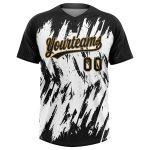 Custom Name and Number Unisex Softball Jersey - Personalized 3D Pattern White Black Old Gold Two-Button Design Personalized