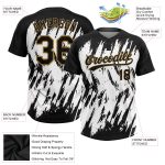 Custom Name and Number Unisex Softball Jersey - Personalized 3D Pattern White Black Old Gold Two-Button Design Personalized