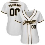 Customizable Authentic Baseball Jersey in White, Black, and Old Gold Personalized White Black-Old Gold Authentic Baseball