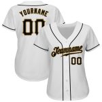 Custom Authentic Baseball Jersey with Personalized Name and Number - White Black Old Gold Team Gear Personalized White Black-Old