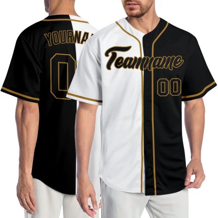 Custom Name & Number Authentic Fashion Baseball Jersey - Personalized White Black-Old Gold Team Jersey Personalized White