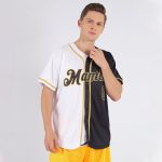 Custom Name and Number Personalized Baseball Jersey - White Black Gold Split Fashion Team Jersey Personalized White-Black