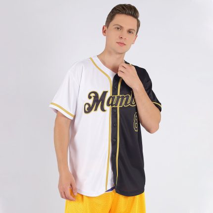 Custom Name and Number Personalized Baseball Jersey - White Black Gold Split Fashion Team Jersey Personalized White-Black