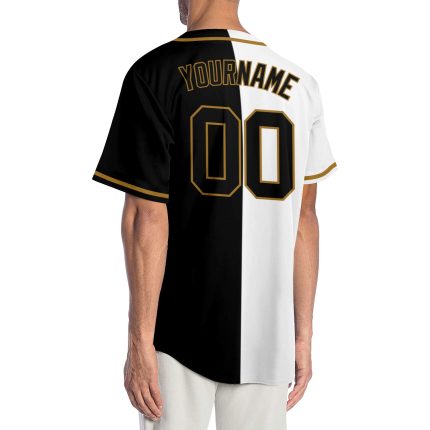 Custom Name & Number Authentic Fashion Baseball Jersey - Personalized White Black-Old Gold Team Jersey Personalized White