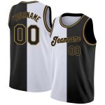 Custom Name and Number Basketball Jersey - Personalized White and Black-Old Gold Authentic Split Fashion Design Personalized