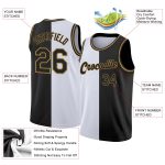Custom Name and Number Basketball Jersey - Personalized White and Black-Old Gold Authentic Split Fashion Design Personalized
