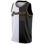 Custom Name and Number Basketball Jersey - Personalized White and Black-Old Gold Authentic Split Fashion Design Personalized