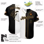 Custom Name and Number Split Fashion Softball Jersey - Personalized White-Black Old Gold Design Personalized White-Black