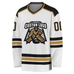Custom Name and Number Hockey Jersey - Personalized White Black-Old Gold Team Jersey Personalized White Black-Old Gold Hockey