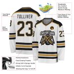 Custom Name and Number Hockey Jersey - Personalized White Black-Old Gold Team Jersey Personalized White Black-Old Gold Hockey