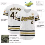 Custom Name and Number Authentic Baseball Jersey - Personalized White Black Gold Line Design Personalized White Black-Old
