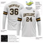 Custom Team Performance T-Shirt with Personalized Name and Number - White Black Gold Long Sleeve Personalized White Black-Old