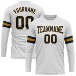 Custom Team Performance T-Shirt with Personalized Name and Number - White Black Gold Long Sleeve Personalized White Black-Old
