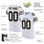 Personalized Authentic Football Jersey - White Black Old Gold Mesh Personalized White Black-Old Gold Mesh Authentic Football