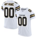 Custom Authentic Football Jersey Personalized with Name and Number - White Black Gold Mesh Personalized White Black-Old Gold