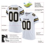 Custom Authentic Football Jersey Personalized with Name and Number - White Black Gold Mesh Personalized White Black-Old Gold