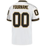 Custom Personalized Football Jersey - Authentic Throwback Mesh in White, Black, Old Gold with Custom Name and Number Personalized