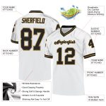 Custom Personalized Football Jersey - Authentic Throwback Mesh in White, Black, Old Gold with Custom Name and Number Personalized