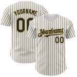 Custom Personalized Black Old Gold Pinstripe Baseball Jersey with Name and Number - Authentic Team Gear Personalized White