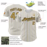 Customizable Old Gold-Black Baseball Jersey with Personalized Name and Number - White (Black Old Gold Pinstripe) Design Personalized