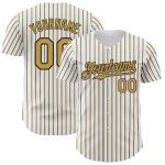 Customizable Old Gold-Black Baseball Jersey with Personalized Name and Number - White (Black Old Gold Pinstripe) Design Personalized