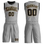Custom Name Number Basketball Jersey Sublimation Round Neck White Black Old Gold Team Suit Personalized White Black-Old Gold