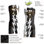 Personalized Basketball Jersey Sublimation Suit Round Neck in White Black Old Gold Personalized White Black-Old Gold Round