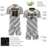 Custom Name and Number Soccer Jersey - Personalized Black and Old Gold Sublimation Uniform Personalized White Black-Old Gold