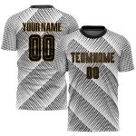 Custom Name and Number Soccer Jersey - Personalized Black and Old Gold Sublimation Uniform Personalized White Black-Old Gold